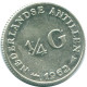 1/4 GULDEN 1962 ANTILLAS NEERLANDESAS PLATA Colonial Moneda #NL11123.4.E.A - Niederländische Antillen