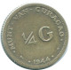 1/4 GULDEN 1944 CURACAO Netherlands SILVER Colonial Coin #NL10598.4.U.A - Curaçao