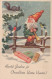 BABBO NATALE Buon Anno Natale GNOME Vintage Cartolina CPSMPF #PKD402.A - Santa Claus