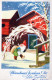 PAPÁ NOEL Feliz Año Navidad GNOMO Vintage Tarjeta Postal CPSMPF #PKD331.A - Santa Claus