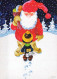 BABBO NATALE Buon Anno Natale Vintage Cartolina CPSM #PBL531.IT - Santa Claus