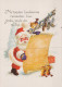 PAPÁ NOEL Animales NAVIDAD Fiesta Vintage Tarjeta Postal CPSM #PAK807.ES - Santa Claus