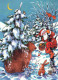 PÈRE NOËL Animaux NOËL Fêtes Voeux Vintage Carte Postale CPSM #PAK476.FR - Santa Claus