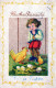 PASCUA NIÑOS POLLO HUEVO Vintage Tarjeta Postal CPA #PKE336.ES - Pasen