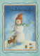 Bonne Année Noël BONHOMME DE NEIGE Vintage Carte Postale CPSM #PAZ762.FR - Nouvel An