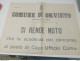 1937 COMUNE DI  ORVIETO PROROGA DEL CONCORSO PER IL POSTO DI CAPO UFFICIO DI STATISTICA - Historical Documents