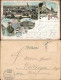 Litho AK Bruchsal Gruss Aus.. Postamt, Saalbachpartie, Stadt 1899 - Bruchsal