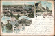 Litho AK Bruchsal Gruss Aus.. Postamt, Saalbachpartie, Stadt 1899 - Bruchsal