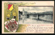 Präge-AK Liège, La Passerelle Et La Poste Centrale, Wappen, Passepartout  - Sonstige & Ohne Zuordnung