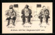 Künstler-AK Nikolaus II. Von Russland Mit Poincare Und Georg Auf Der Toilette, Propaganda 1. Weltkrieg  - Guerre 1914-18