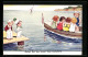 Künstler-AK John Wills: Kleine Bootsfahrerinnen Von Backbord  - Wills, John