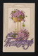 Aus Freundschaft Lila Glitzerschrift Körbe Mit Veilchen Art Deco, Metz 26.5.1916 - Sonstige & Ohne Zuordnung