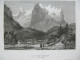 Switzerland 4x Antique Engraving Chillon Chur Coire Wetterhorn Werdenberg - Estampes & Gravures