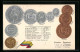 AK Ecuador, Münzen Aus Ecuador, Sucres Und Centavos Mit Wechselkurs Und Nationalflagge  - Münzen (Abb.)