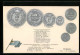 AK Geld, Uruguay, Landesflagge, Übersicht Münzen Der Landeswährung Peso Und Centesimos  - Münzen (Abb.)