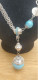 COLLIER CHAINE VINTAGE 60'S MULTI CHAINES + PERLES TURQUOISE AVEC 36 STRASS SWAROVSKI BIJOU DE CREATRICE DE MODE - Colliers/Chaînes