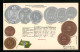 Präge-AK Brasilien, Reis Und Milreis Münzen, Nationalflagge  - Monnaies (représentations)