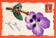17485 / ⭐ BONNE ANNEE Violette Feuille Et Tige Ajouti Tissus Sur Carte Toilée 31-12-1912  - Neujahr