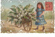 Carte Gaufrée - Doux Souvenir - Fillette Poussant Une Brouette Remplie De Muguet - Autres & Non Classés