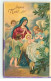Carte Gaufrée - Joyeux Noël - Marie Veillant Sur Jésus Avec Des Anges - Other & Unclassified