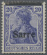 Delcampe - Deutsche Abstimmungsgebiete: Saargebiet: 1920 Sechs Marken Mit "verschobenem Auf - Nuevos