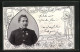 Foto-AK Soldat In Uniform Mit Orden, Passepartout Mit Floraler Ornamentik  - Guerre 1914-18