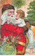 N°23986 - Noël - Carte Gaufrée - A Merry Christmas - Père Noël Avec Un Enfant Dans Les Bras - Autres & Non Classés
