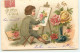 N°19594 - Carte Gaufrée - Je Pense à Vous - Enfant Peignant Des Roses Dans Un Vase - Andere & Zonder Classificatie