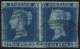 Plate 4 OB-OC Pair With Clear To Good Margins, Cancelled BLUE 1844 Type Barred Oval Numeral Cancels, Some Pressed Crease - Autres & Non Classés