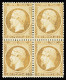 *,bloc De 4 N°23 40c Orange En Bloc De 4, Neuf, Légère Charnière, TTB, RR. Signé Roumet, Cert. JF.Brun - 1862 Napoleon III