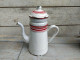 Ancienne Petite Cafetière Émaillée à Liseré Rouge - Autres & Non Classés