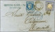 Griffe Linéaire STRASBOURG / TP All. 2 G Càd T 17 Centre évidé STRASBOURG (67) Càd Bleu PARIS / ETRANGER / N° 60 Sur Let - Cartas & Documentos