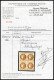 ** N°40Aa, 2c Chocolat Report 1 En Bloc De Quatre Bord De Feuille (2ex*), Fraîcheur Postale, SUPERBE. R.R (signé Calves/ - 1870 Bordeaux Printing
