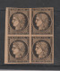 BLOC  DE  4    Du  TIMBRE  No  3b    Neuf    AUCUN DEFAUT  Signé  Plus  CERTIFICAT   SUPERBE - 1849-1850 Ceres