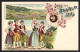 Lithographie Appenzell, Totalansicht, Kinder In Trachten - Appenzell