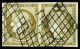Obl N°1c 10c Bistre-VERDATRE FONCE, PAIRE Obl. GRILLE, TB, Certif. Calves - 1849-1850 Cérès