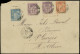 Let TYPE SAGE - 95    5f. Violet Sur Lilas (2), N°90 15c. Bleu Et N°94 40c. Rouge-orange Obl. Càd T18 ST NAZAIRE 23/1/85 - 1849-1876: Periodo Clásico