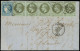 Let AFFRANCHISSEMENTS ET COMBINAISONS - N°25 Et 45B, 1c. BANDE De 5 Et 20c. T II R II Obl. GC 2602 S. LAC, Càd T16 NANTE - 1849-1876: Klassik