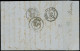 Let AFFRANCHISSEMENTS ET COMBINAISONS - N°25 Et 45B, 1c. BANDE De 5 Et 20c. T II R II Obl. GC 2602 S. LAC, Càd T16 NANTE - 1849-1876: Klassik