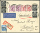 ZUSAMMENDRUCKE W 22 BRIEF, 1931, Adler 15 + 10 Mit Zusatzfrankatur Auf Luftpost-Einschreibbrief Von BARGTEHEIDE Nach Pil - Se-Tenant