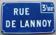 Originale Très Ancienne Plaque émaillée De Lille Rue De LANNOY Nord 59 - Sonstige & Ohne Zuordnung