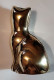 Belle Sculpture Chat Assis  En Laiton  Cisele Tbe Propre - Andere & Zonder Classificatie