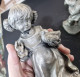 Delcampe - PAREJA DE ESCULTURAS DE DOS NIÑOS EN ZINC ZINN RELIEF HANDARBEIT TECXX 322 - Metal