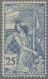 Schweiz: 1900, Weltpostverein, 25 C. Blau, Platte I, Plattenbruch Unten Durch "2 - Ungebraucht