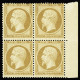 *,bloc De 4 N°21 10c Bistre En Bloc De 4, Bdf, Neuf *, Pli Horizontal Entre Les Dents, TB. Tous Signés Calves  (Y&T 10 0 - 1862 Napoléon III.