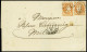 Lettre N°48a 40c Orange Vif, X2, Bien Margés, Obl. GC Sur Lettre De Lyon 1.02.1871 Pour Milan, Italie, Arr., TTB. Signé - 1870 Uitgave Van Bordeaux
