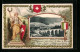 Passepartout-Lithographie Couvet, Ortsansicht Aus Der Vogelschau Mit Wappen - Couvet
