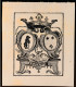 EX LIBRIS   9 X 8 CM. LIJMREST BOVENAAN  ACHTERZIJDE - Ex Libris