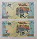 MADAGASIKARA BANKNOTES 2017 100 Ariary X 2Pcs Consecutive S/N B21335628-29 UNC - Madagascar