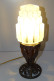 -BELLE LAMPE SKYSCRAPER ART DECO PIED FER Forgé VERRE BUILDING OPAQUE    E - Lighting & Lampshades
